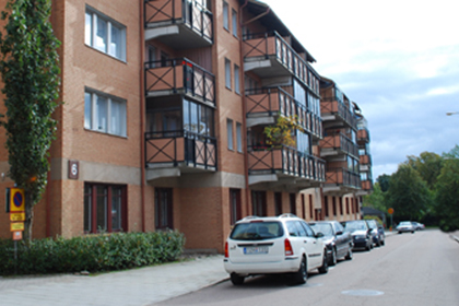 Fasadbild på trygghetsboendet Hebsackersgatan 6.