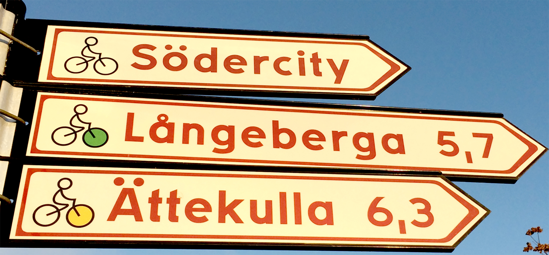 Vägvisningsskylt cykelstråk i Helsingborg.