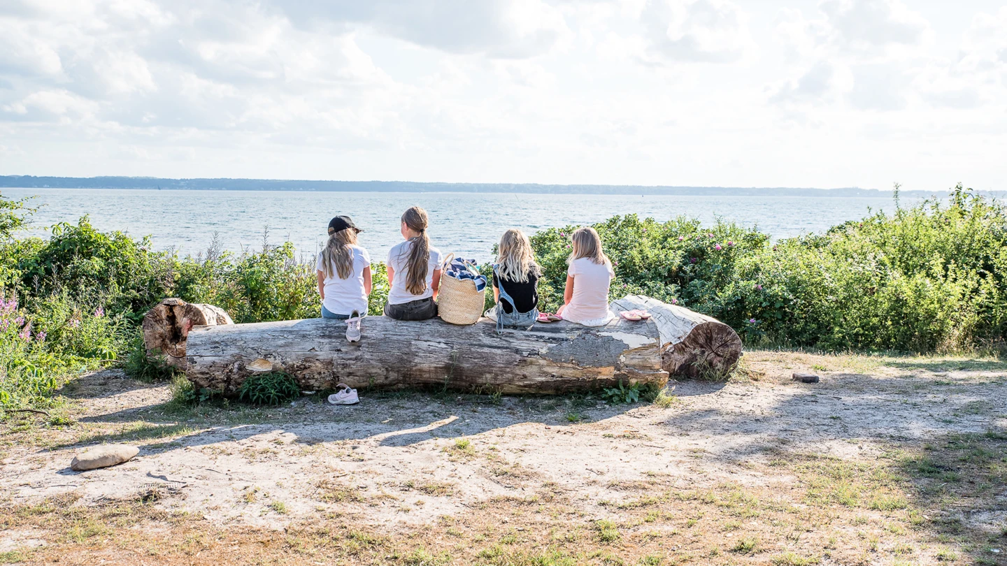 Barn på stock vid grillplatsen vid Larödbaden i Helsingborg