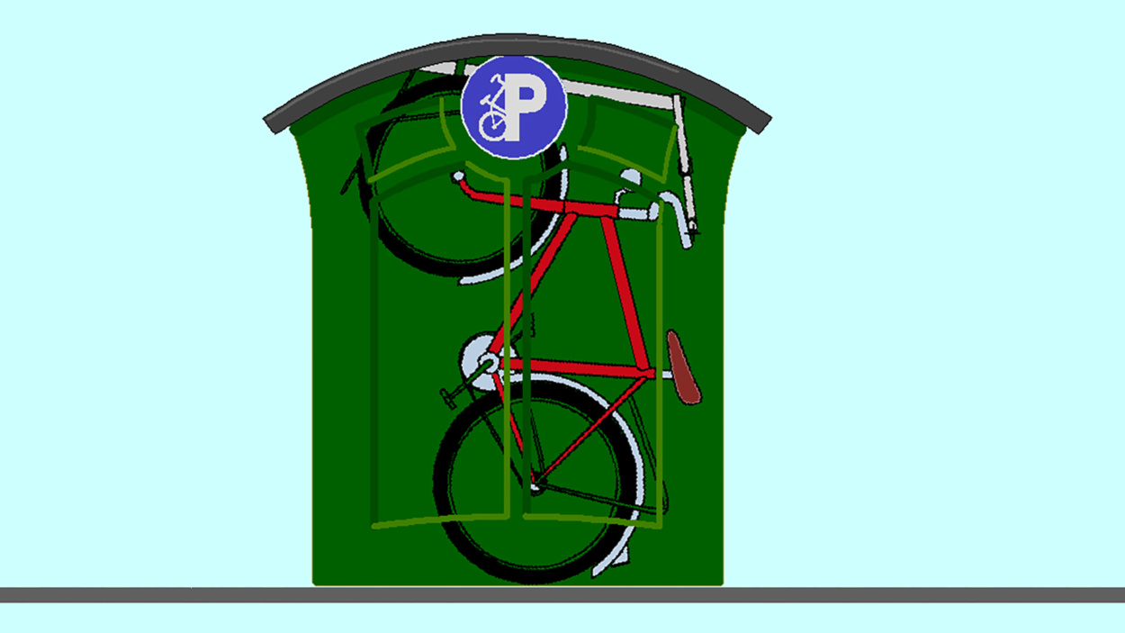 Ungefär så här fungerar cykelgaragen. Dock inte vid Ramlösa station, där det sedan mars 2024 finns en ny typ av cykelgarage.