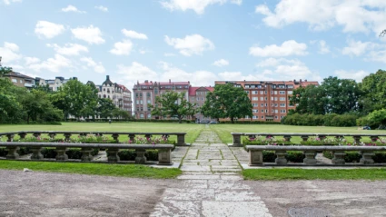 Vy över de öppna ytorna i parken Margaretaplatsen