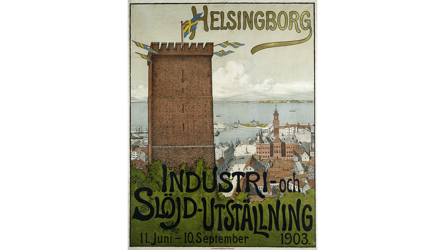 Affisch från Helsingborg Industri- och slöjdutställning 1903.