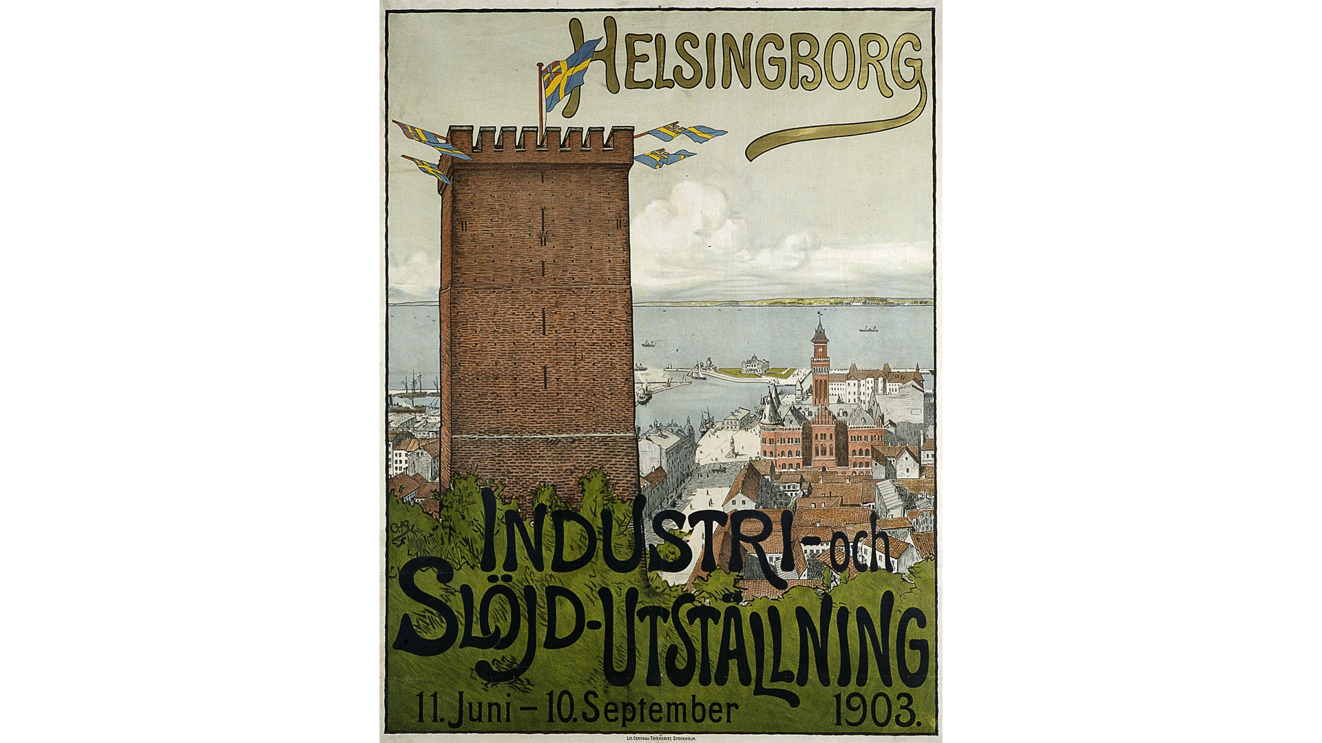 Affisch från Helsingborg Industri- och slöjdutställning 1903.