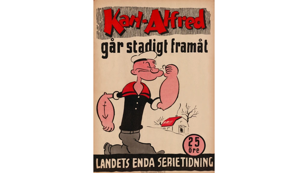 Löpsedel för tidningen Karl-Alfred (1946), från Allers-samlingen.