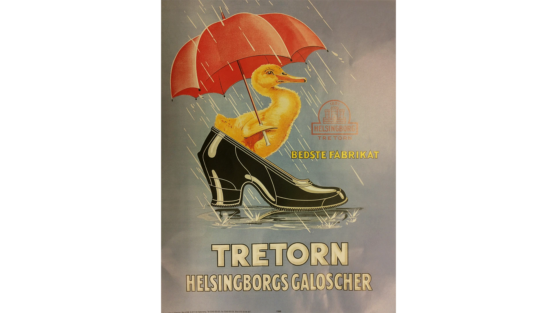 Affisch från Tretorn, Helsingborgs galoscher, okänt årtal.