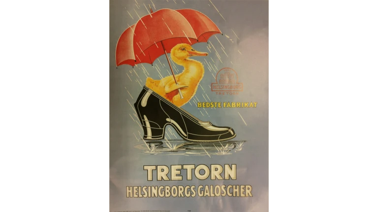 Affisch från Tretorn, Helsingborgs galoscher, okänt årtal.