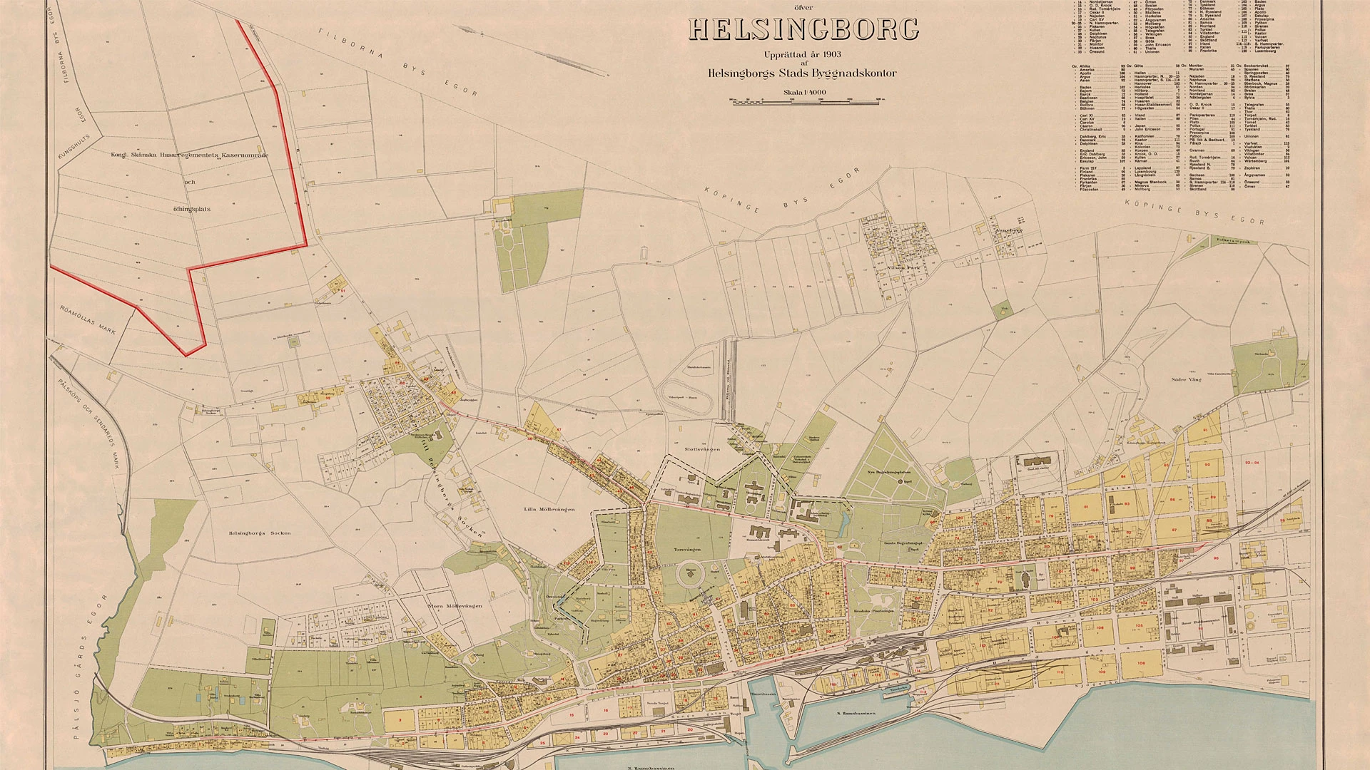 Guldkorn ur stadsarkivet: Karta över Helsingborg år 1903.