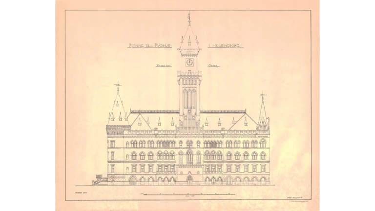 Guldkorn ur stadsarkivet: Ritning till Rådhuset från år 1903 (reviderad fasad år 1933). Fasad mot öster.