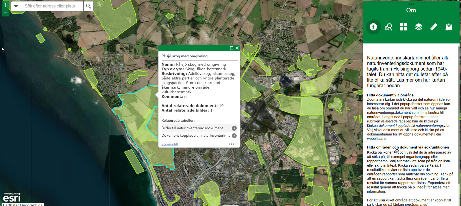 Del av Helsingborgs naturinventeringskarta
