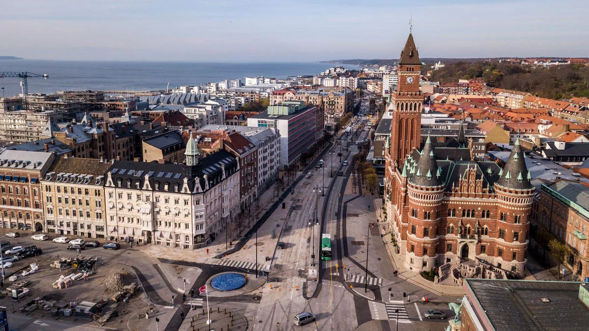 Helsingborgs centrum från ovan.