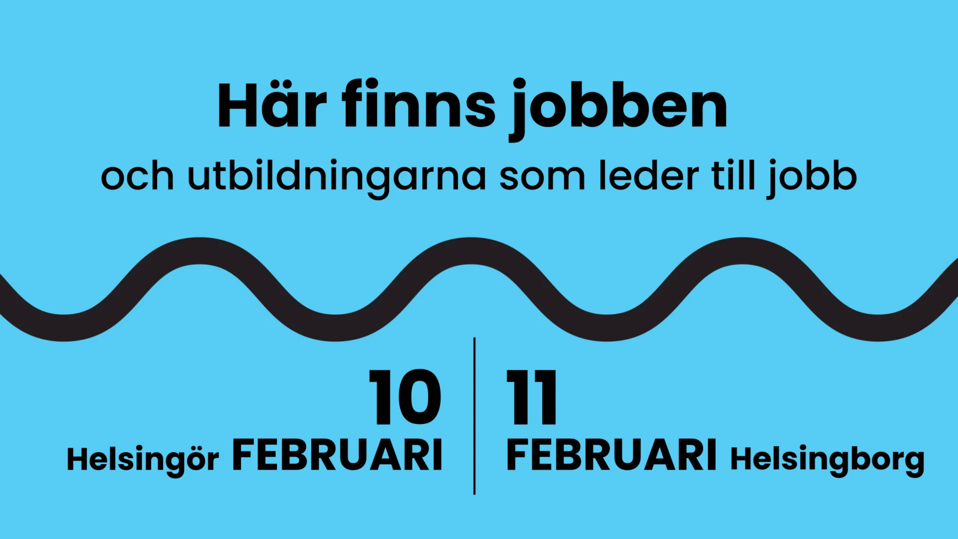 Huvudbild till mässan Tura till jobbet 2027. En jobb- och utbildningsmässa. I Helsingborg den 11 februari 2027. Helsingör den 10 februari 2027