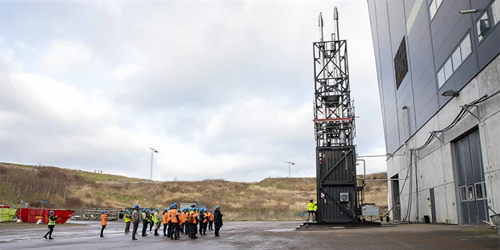 Visning av testanläggning för CCS på Filborna i januari 2023.