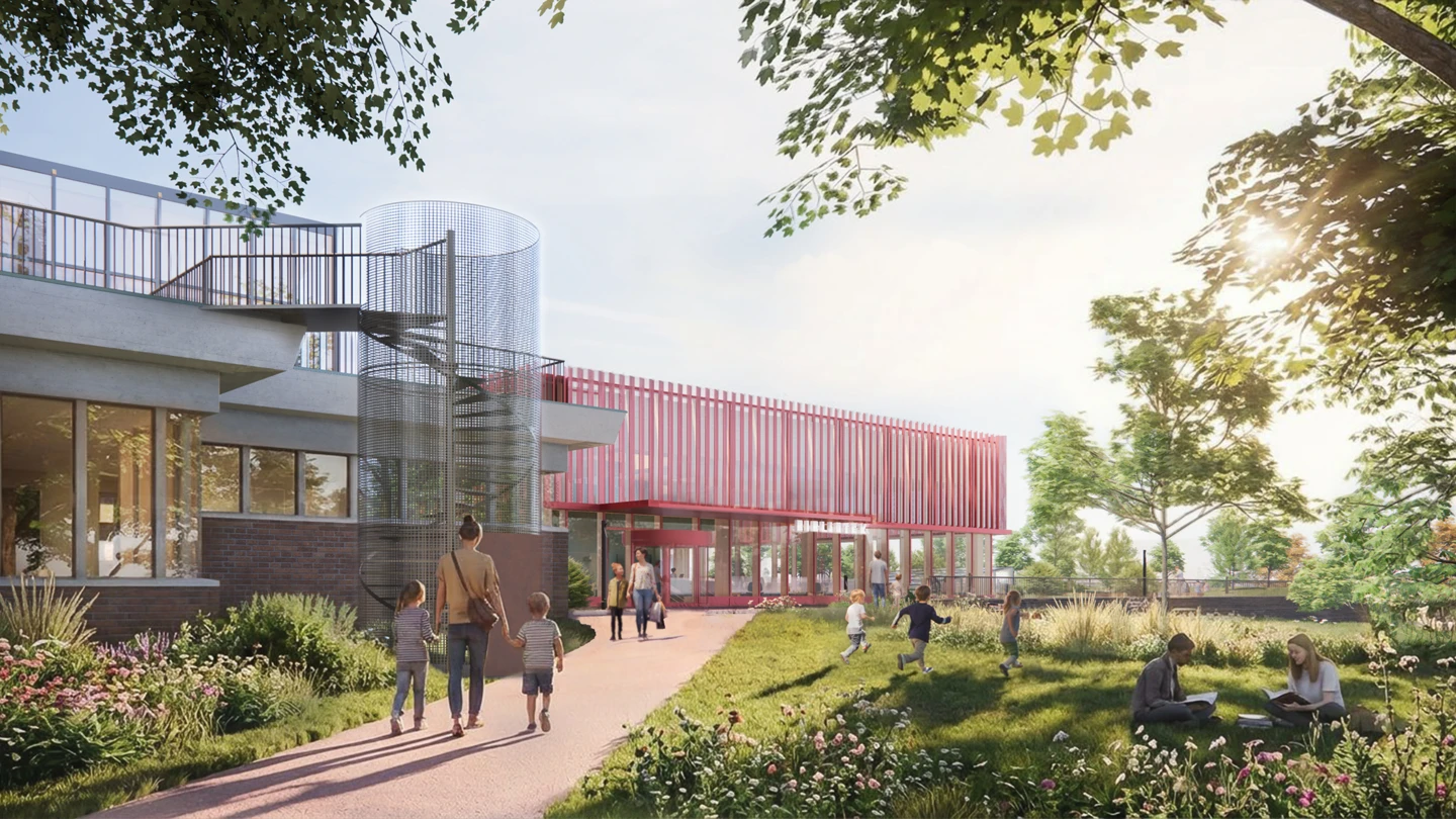 Gångvägen som leder till stadsbibliotekets nya nordliga entré