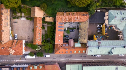 Hus vid Norra Storgatan sett från ovan