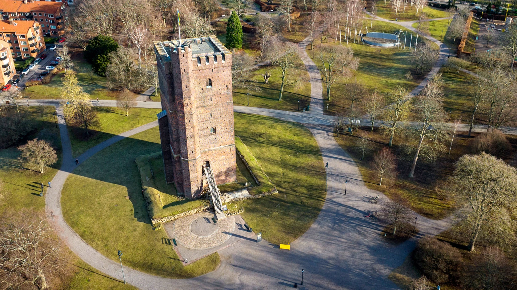 Vy över Kärnan i Slottshagen i Helsingborg