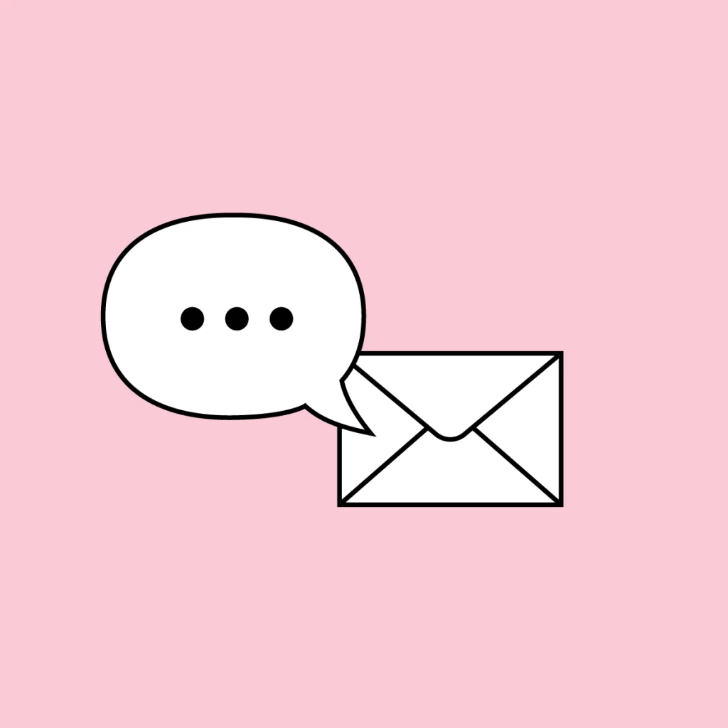 Ett kuvert med en pratbubbla