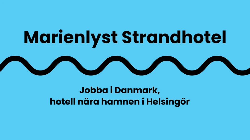 En blå bild med texten Marienlyst strandhotell