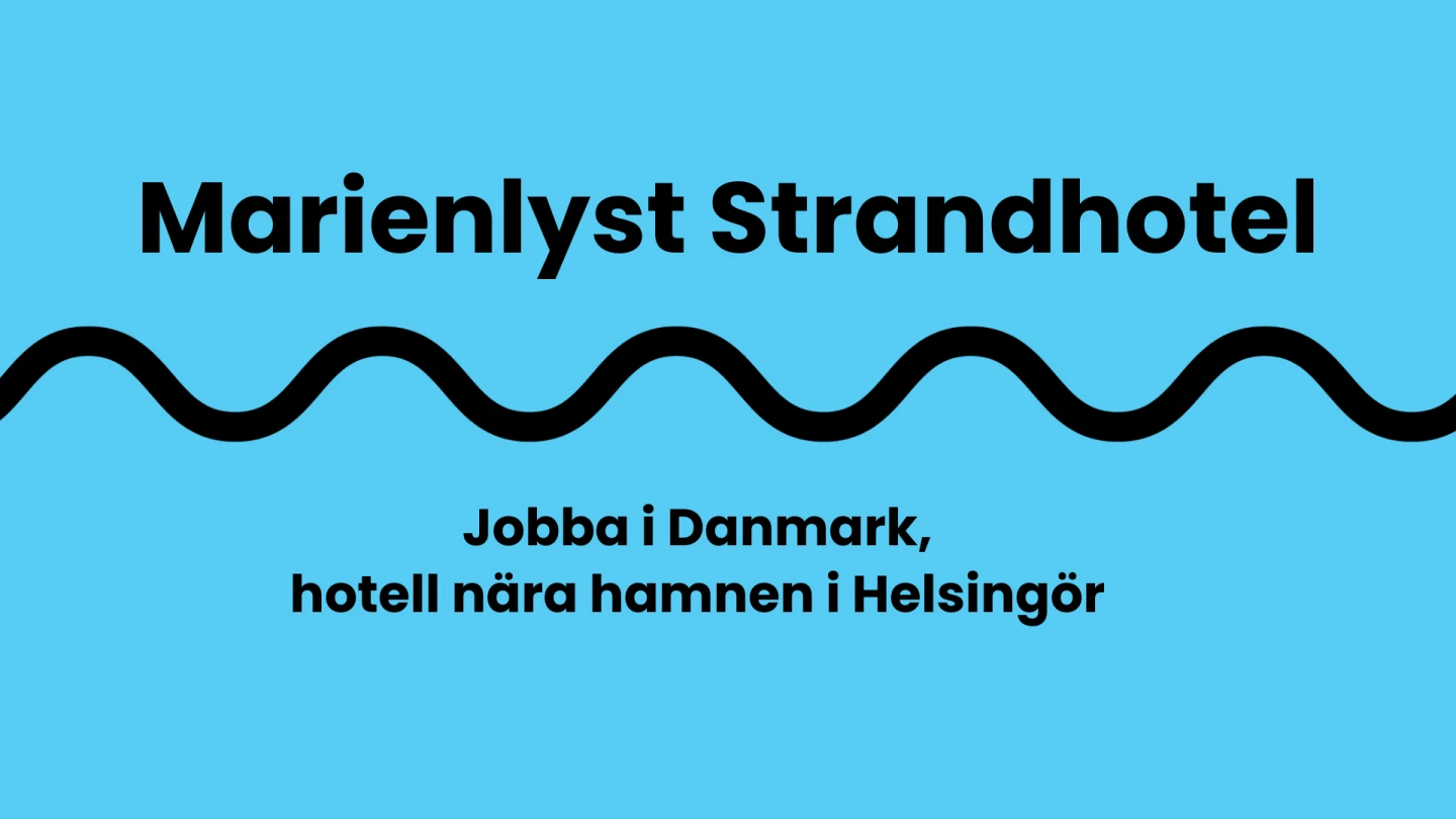 En blå bild med texten Marienlyst strandhotell