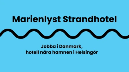 En blå bild med texten Marienlyst strandhotell