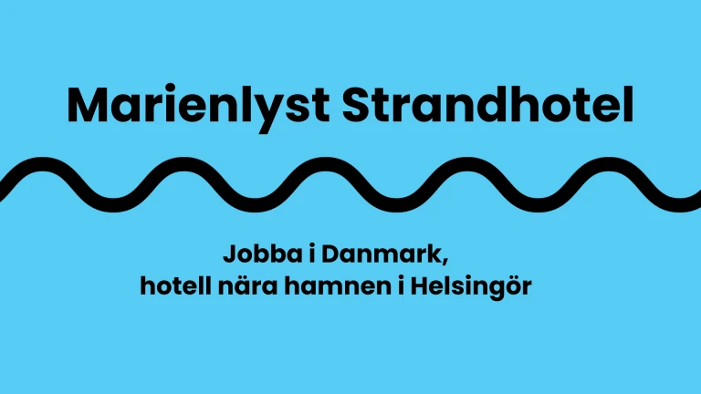 En blå bild med texten Marienlyst strandhotell