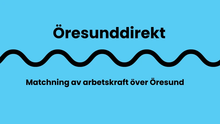 En blå bild med texten Öresunddirekt