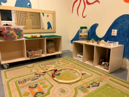 Foto på Bygg- och konstruktionsrum på Galaxens förskola.