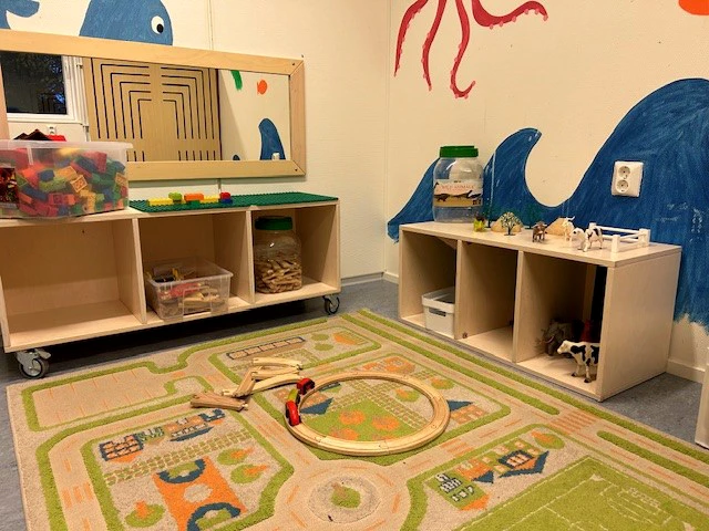 Foto på Bygg- och konstruktionsrum på Galaxens förskola.