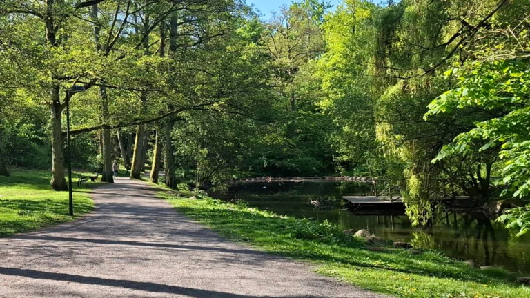 Gångväg intill Gåsebäcken i Jordbodalen.