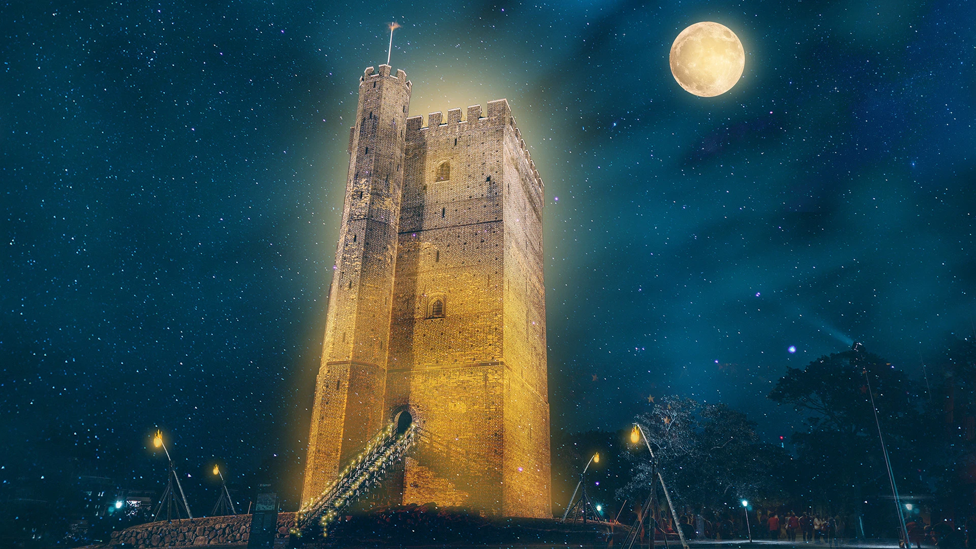 Borggården, ett av ljusverken under Drömljus