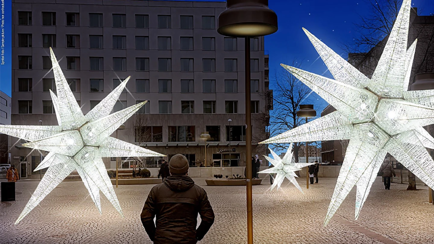 Stjärnfall, ett av ljusverken under Drömljus