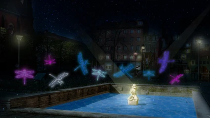 Trollsländans livscykel, ett av ljusverken under Drömljus