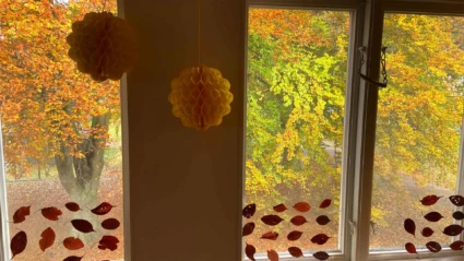 Brunnsalléns förskola, vy mot brunnsparken från våning 2 på Villa Begonia.