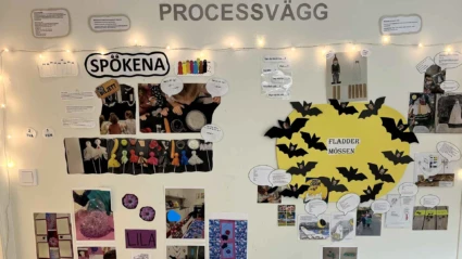 Foto på processvägg på Blidögatans förskola