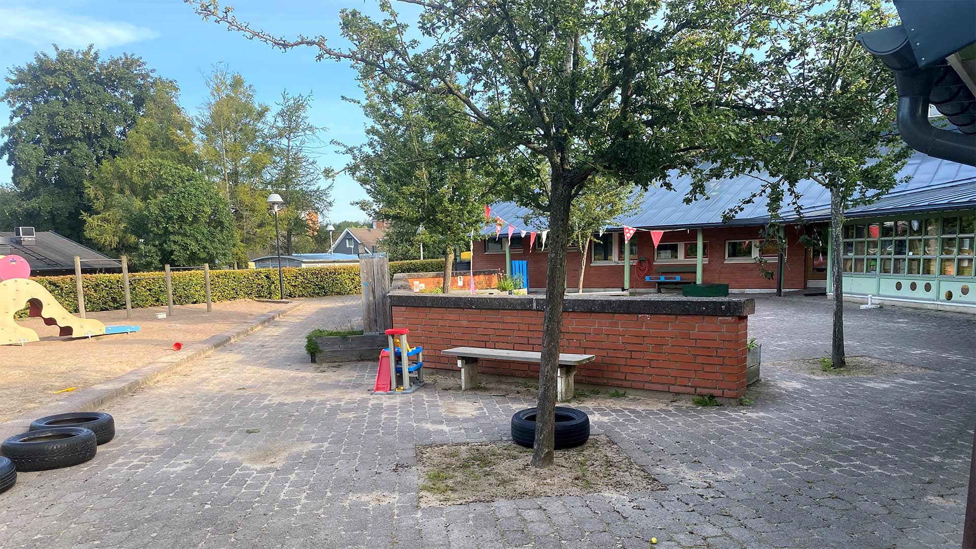 Växthusets förskola, vy från gården. Foto: Förskolan 2024