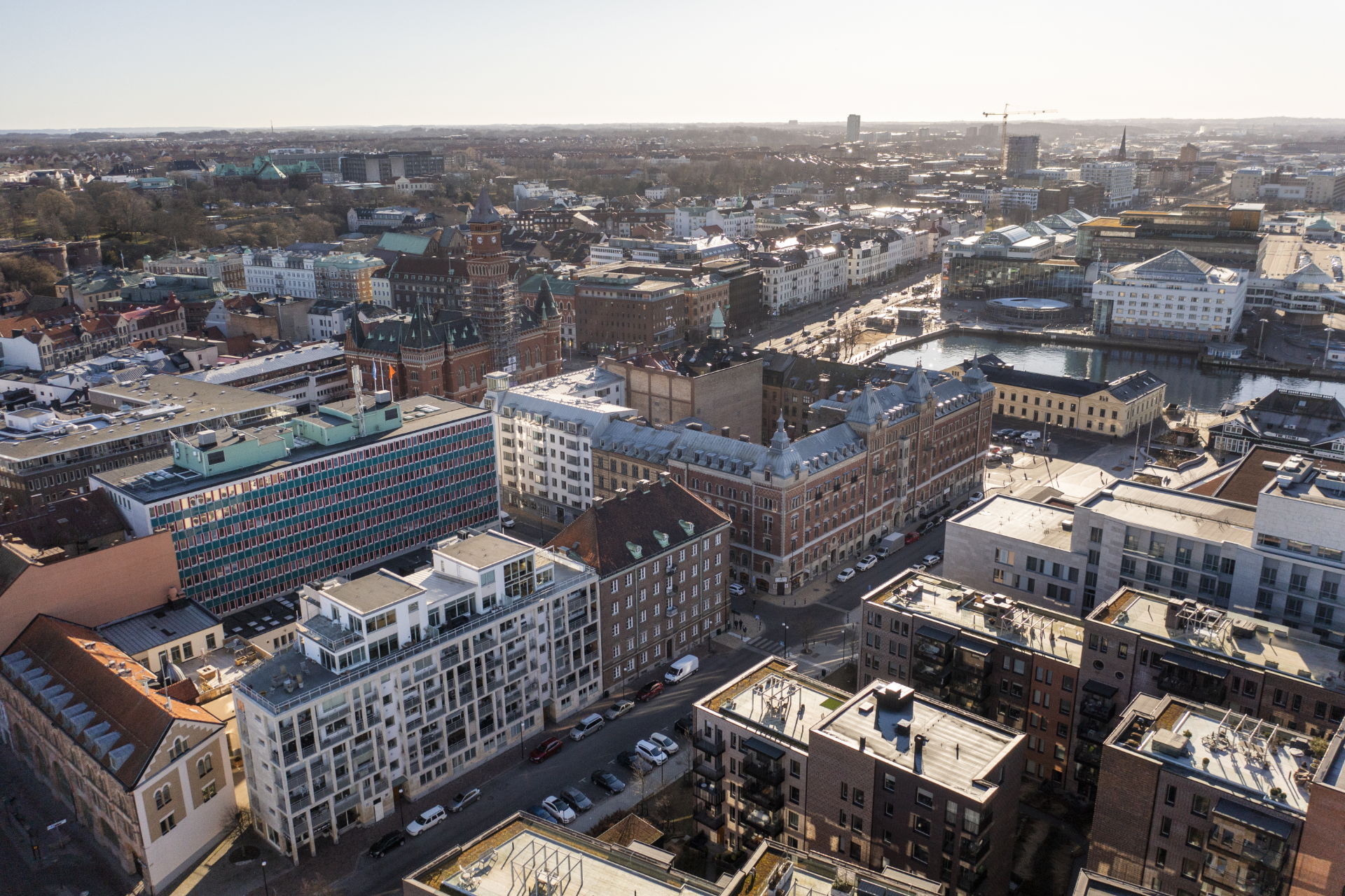 En vy ovanifrån över centrala Helsingborg