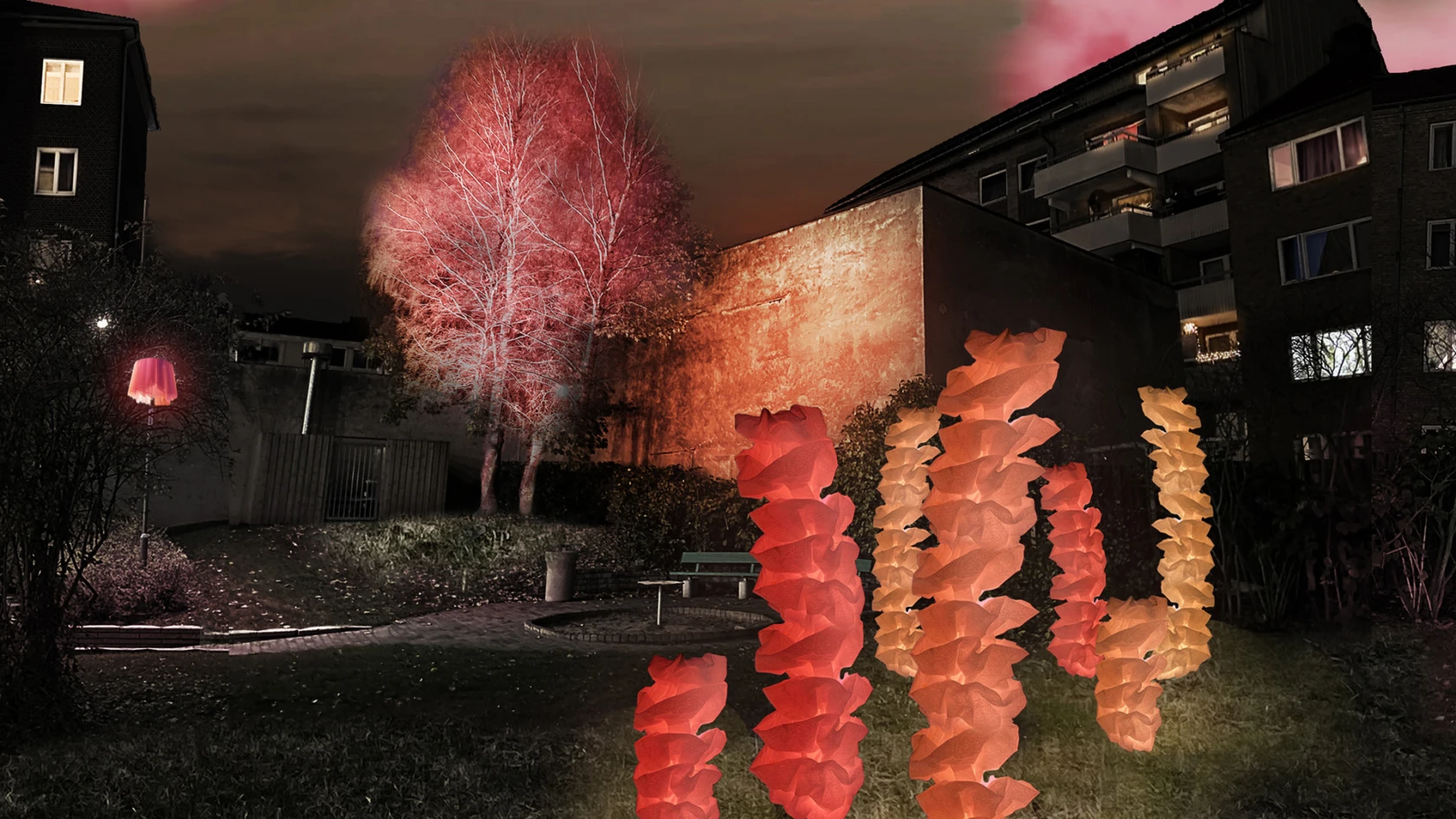 Vårdträdungar, ett av ljusverken under Drömljus