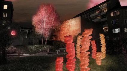 Vårdträdungar, ett av ljusverken under Drömljus