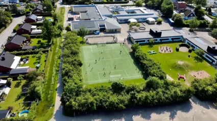 Bild från ovan med Påarps skola och omgivningarna