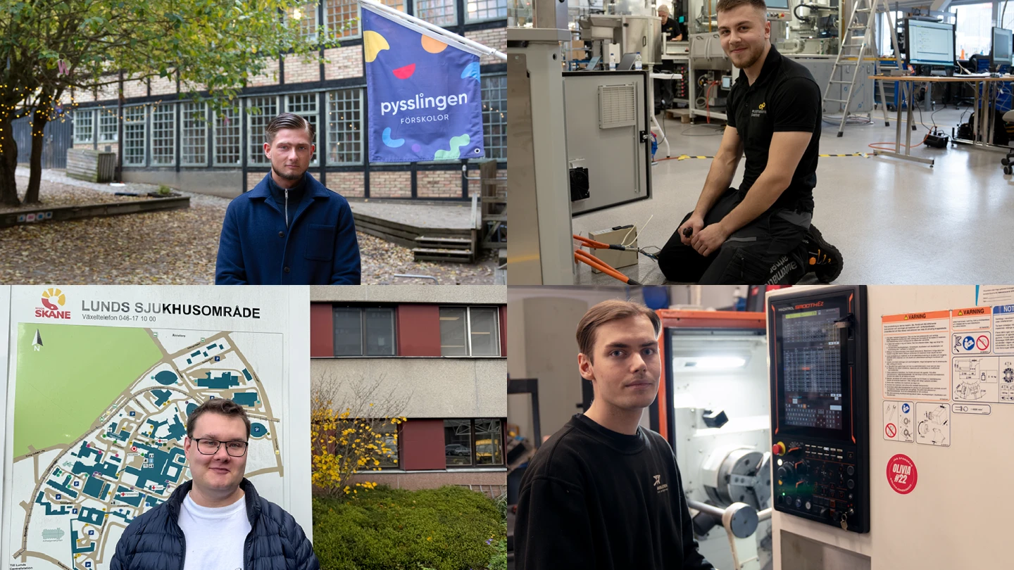 collage av tidigare yrkesprograms elever