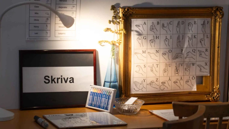 Plats för barnen att skriva och utveckla sitt språk på Stattena förskola.