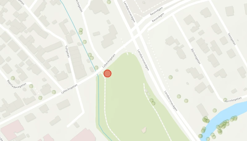 Karta över aktuella träd på Råå.