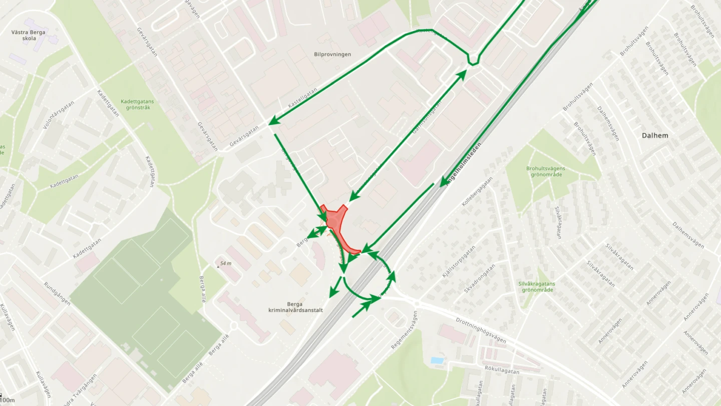 Karta, cirkulationsplats, Begavägen