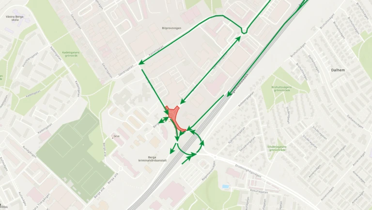 Karta, cirkulationsplats, Begavägen