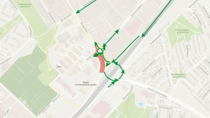 Karta, cirkulationsplats, Begavägen