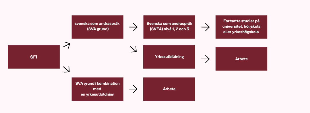 flödesschema som visar vägarna efter sfi