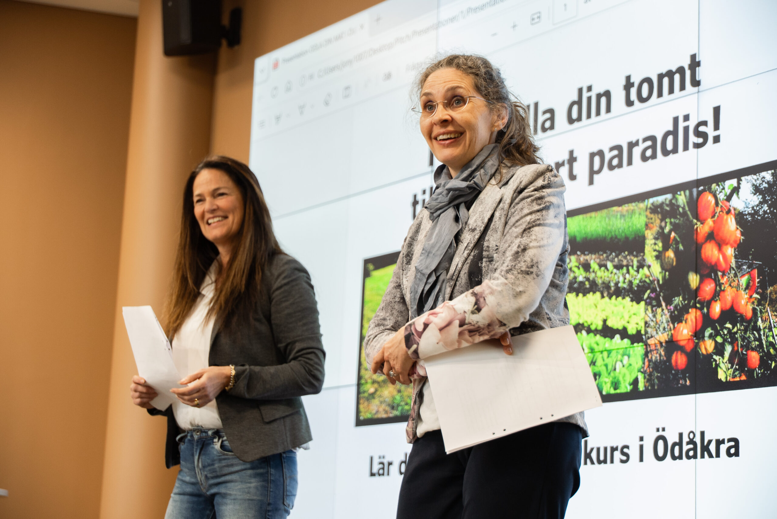 Två kvinnor framför bildskärm