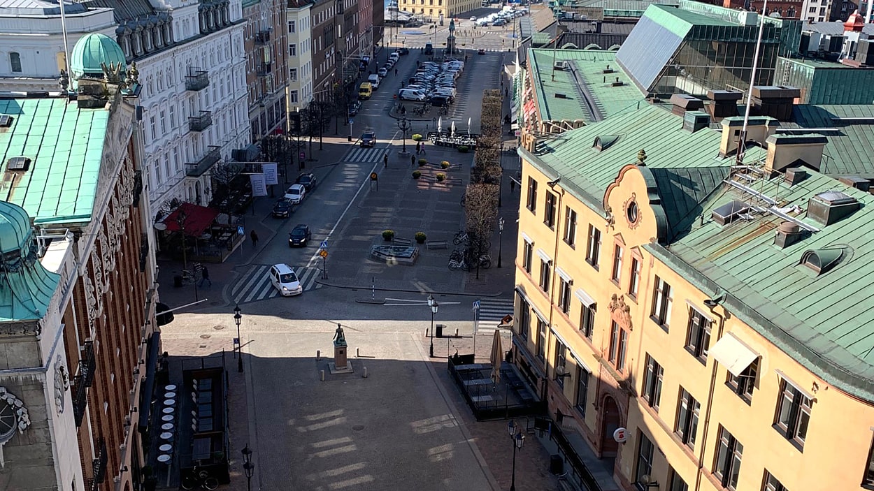 Vy över evenemangsområdet på Stortorget, sett från Terrasstrapporna