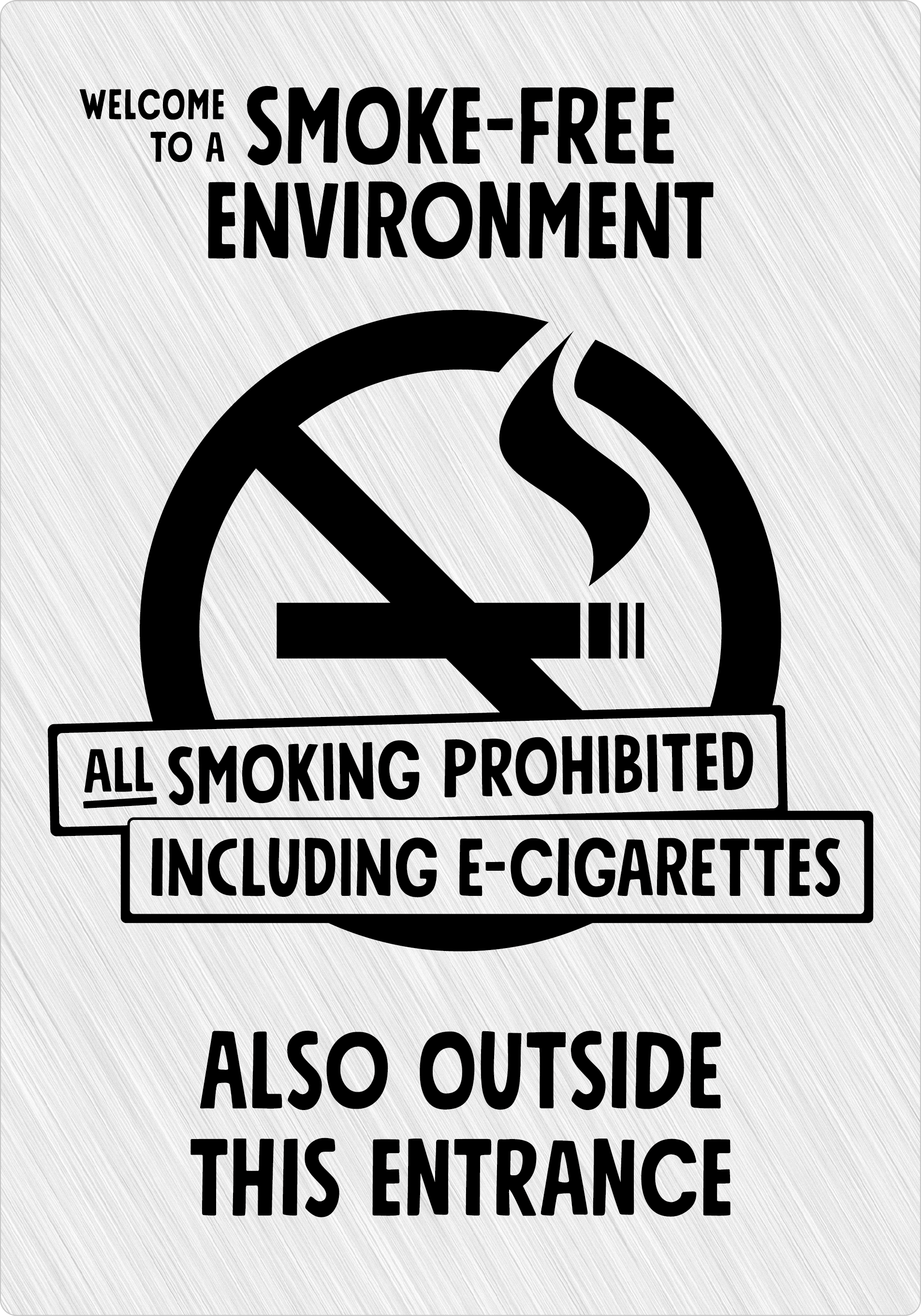 Bild rökförbudsskylt 04A02 ENG: Svart / Ljusgrå alu.