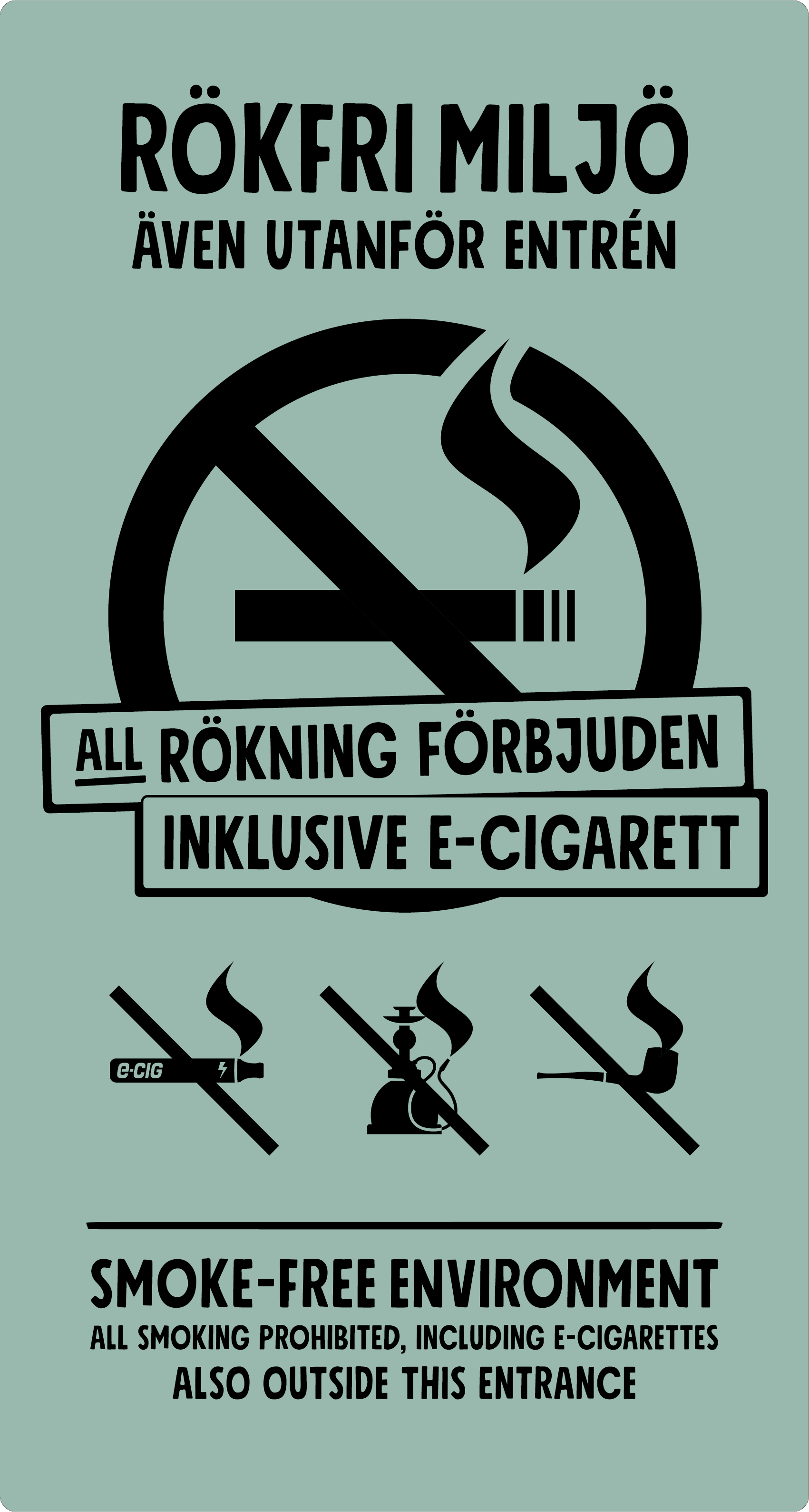 Bild rökförbudsskylt 05A08: Vit / Valfri PMS*