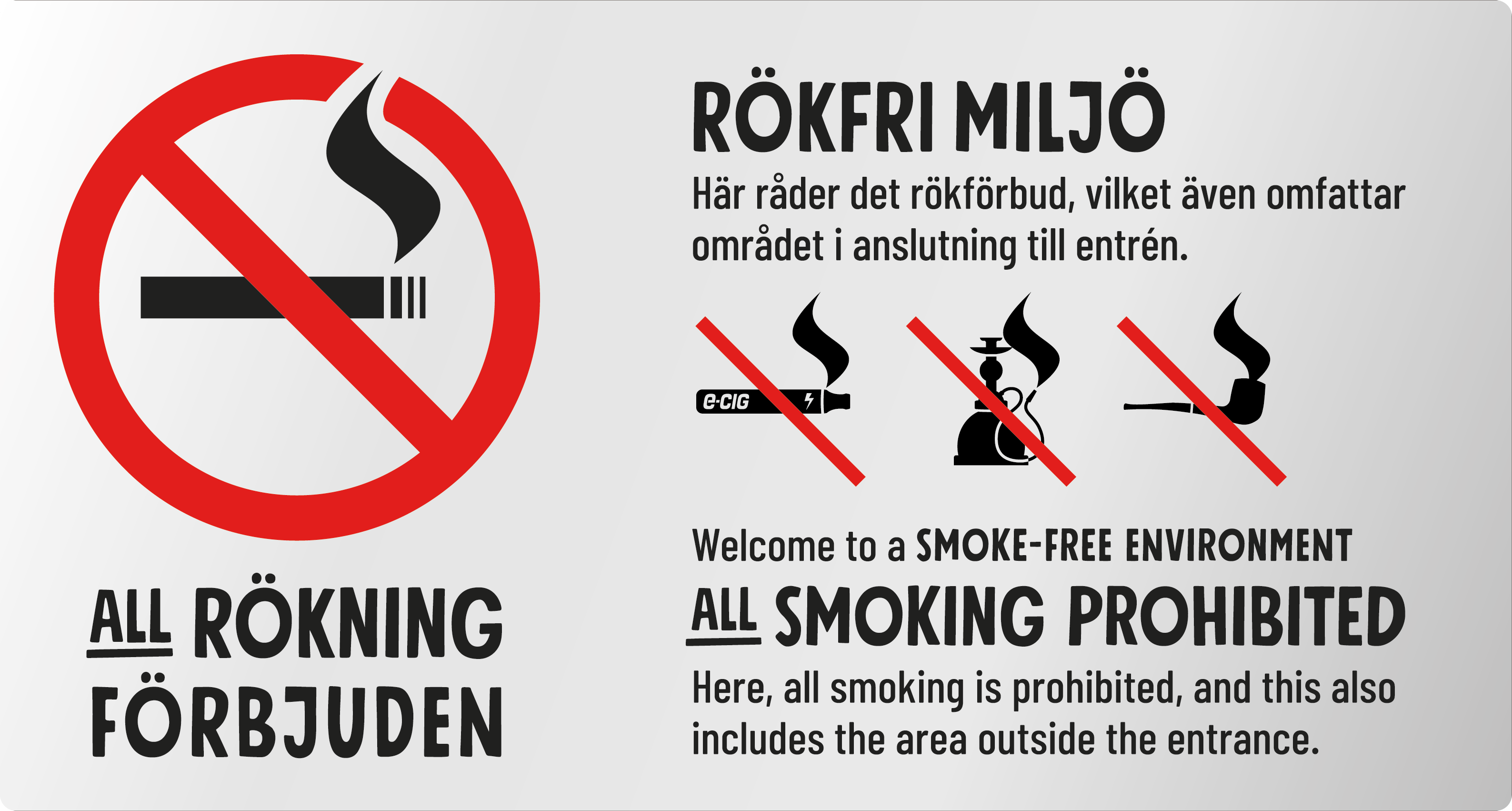 Bild rökförbudsskylt 06A06: Röd+Svart / Infärgad alu.